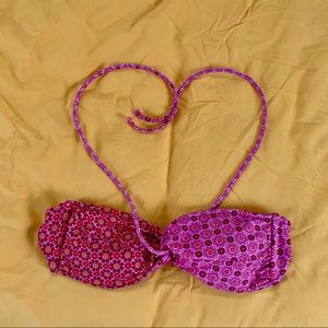 Multi patterned floral bandeau bathing suit